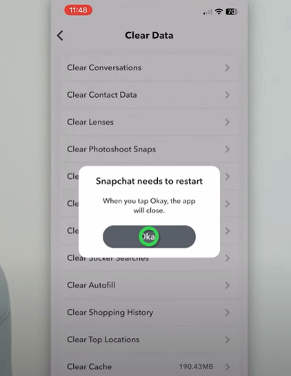 Don't worry, this action won't delete your saved Snaps, Memories, or Chats, though you might temporarily lose some lenses and filters.