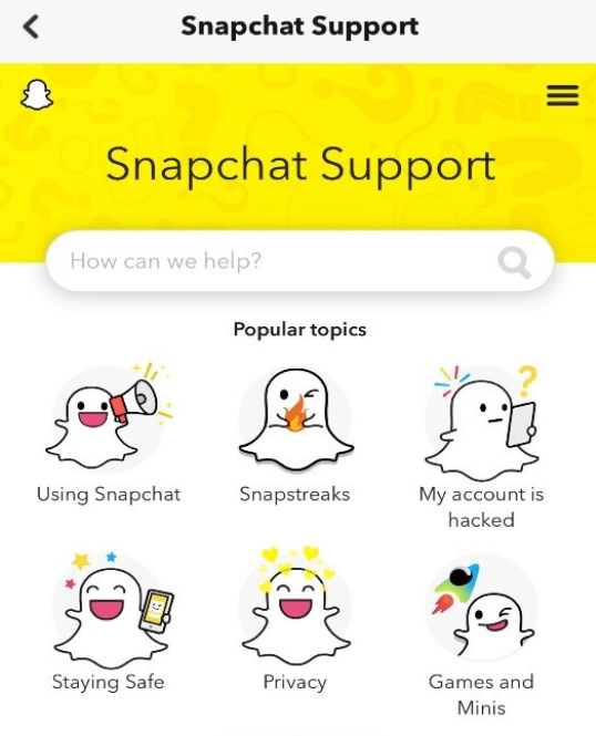 Contact Snapchat support