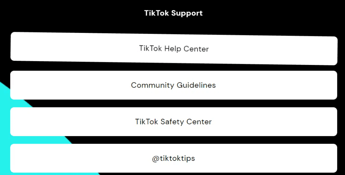 Contact TikTok support