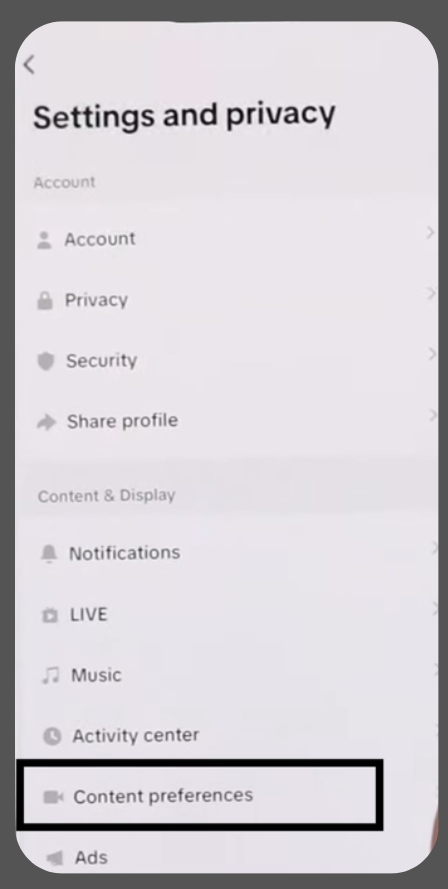 Access the Privacy and Safety settings.