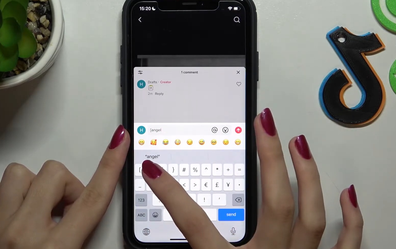 to use hidden emojis on TikTok Paste the copied shortcode.