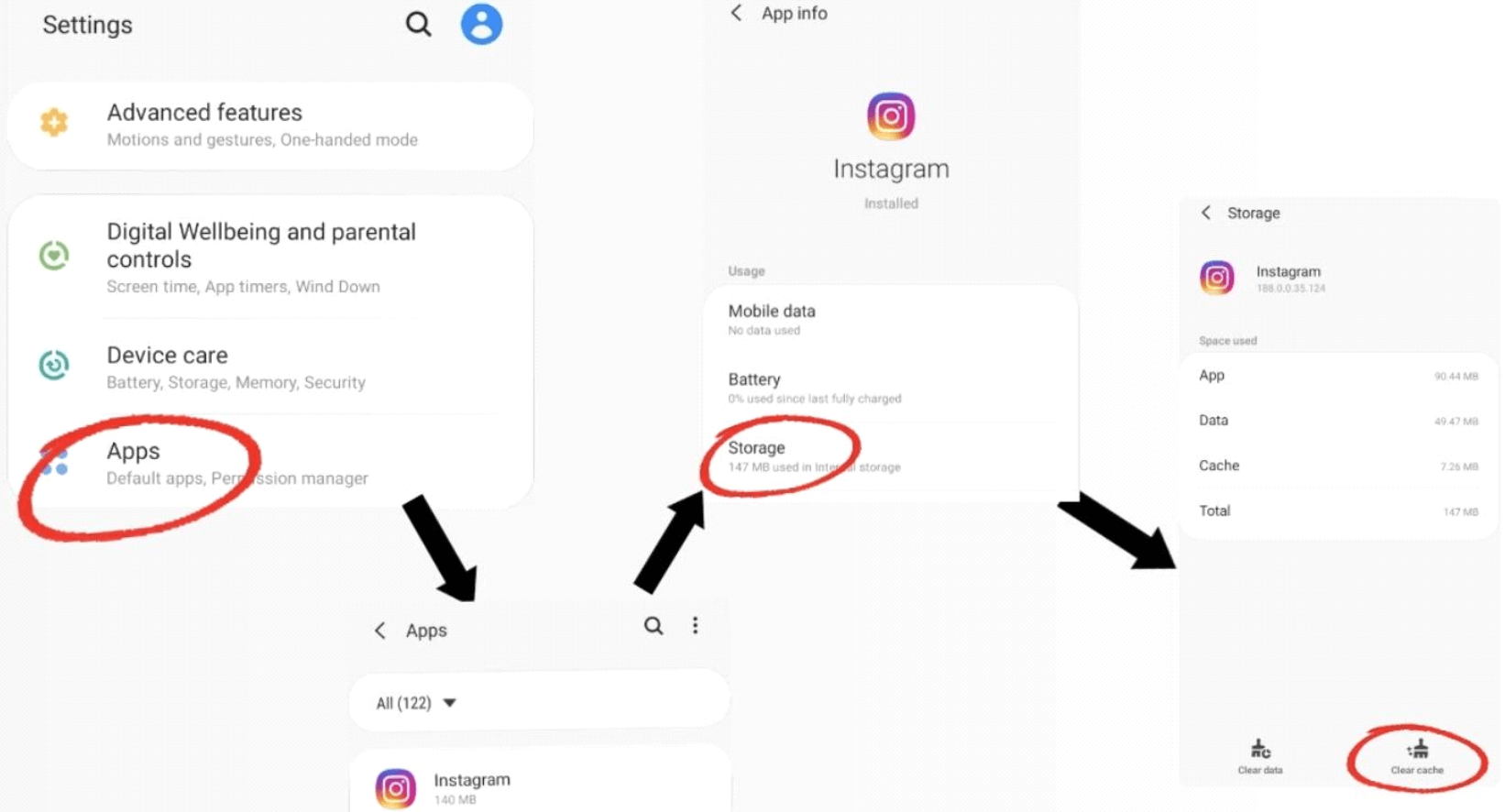 clear the instagram app's cache