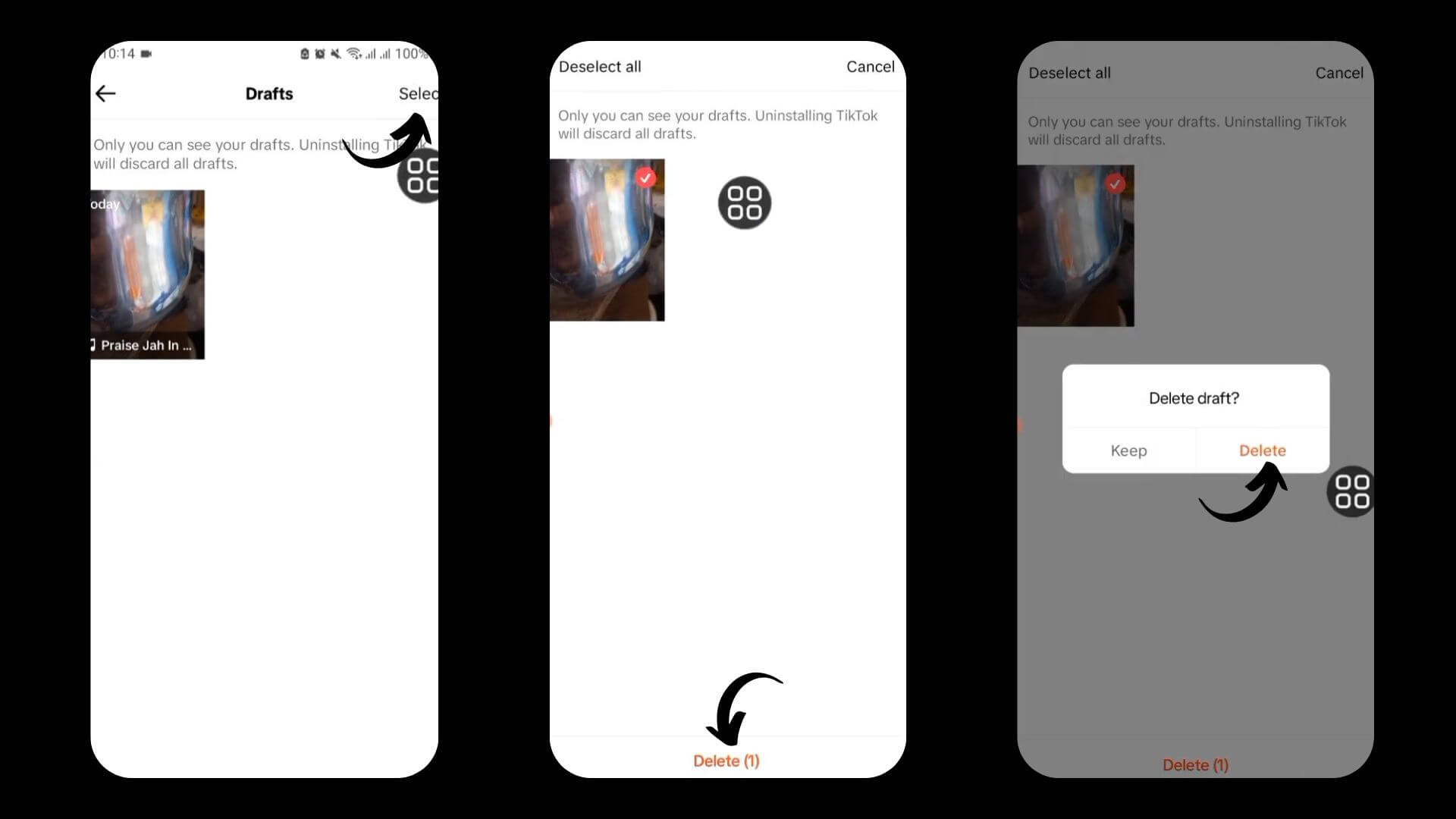 Deleting Drafts on TikTok